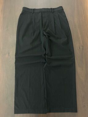 UNIQLO Women’s Wide Leg Double Pleated Black Baggy Essential Trousers Size L